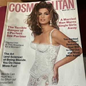 Vintage March 1991 Cosmopolitan Magazine. Cindy Crawford Cover